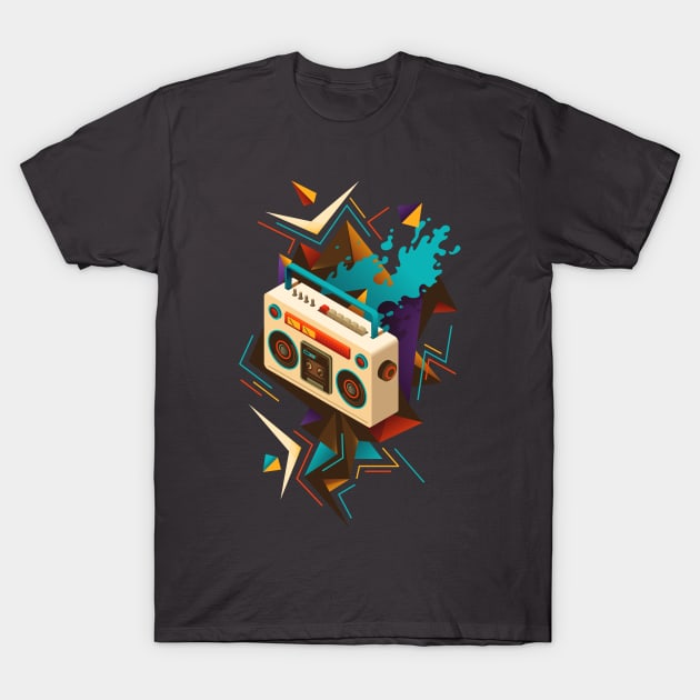 Kick Out The Jams Retro 80s Boombox Splash T-Shirt by LittleBunnySunshine